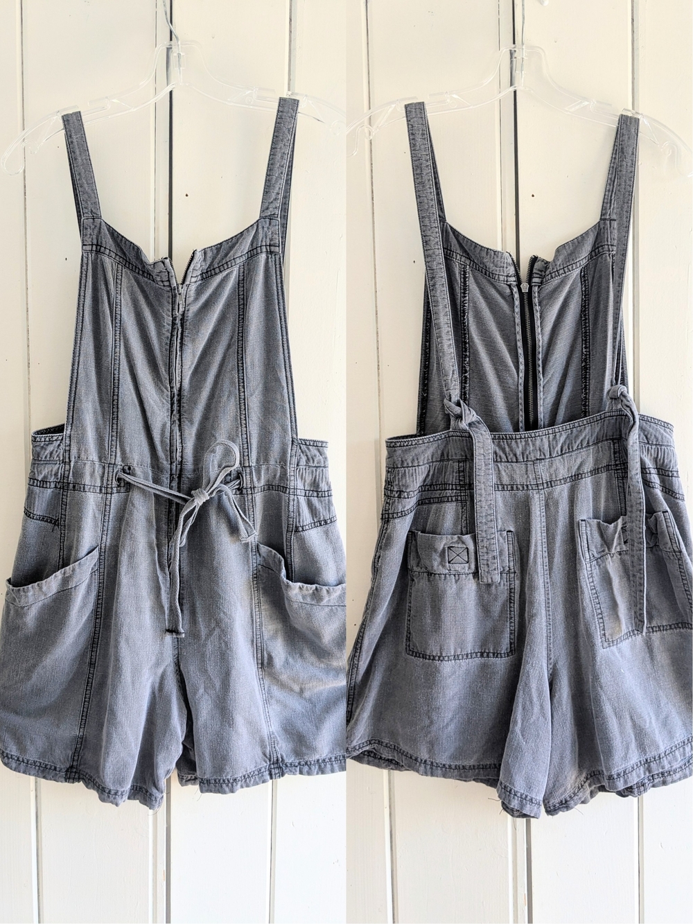 Free People Washed Gray Denim Short Romper sz S